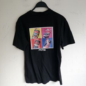 Pepsi x Topten Retro Pop Art Graphic T-Shirt Black Y2K Streetwear Mens Small